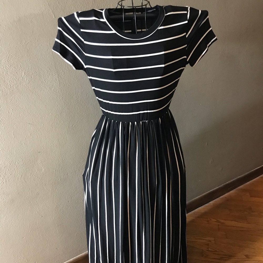 Black and White Striped Maxi Dress
